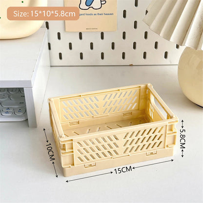 Collapsible Plastic Crate – Folding Storage Box Basket for Desktop, Cosmetics & Home Organization