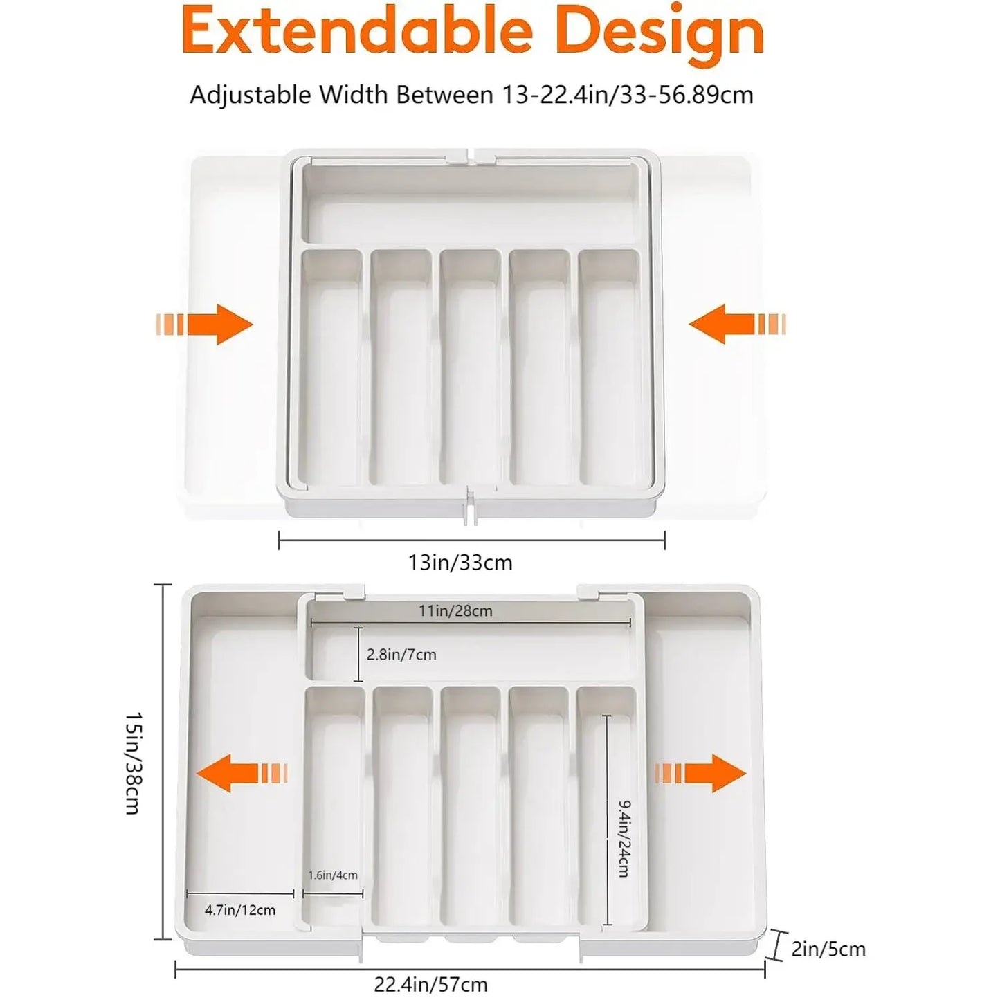 Expandable Kitchen Drawer Organizer – Adjustable Retractable Cutlery Storage Box with Dividers