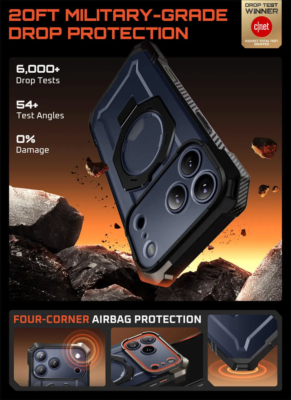 SUPCASE For iPhone 17 Pro Max Case with Camera Control Capture Button UB Grip Heavy Duty Rugged Magnetic Phone Case with Stand