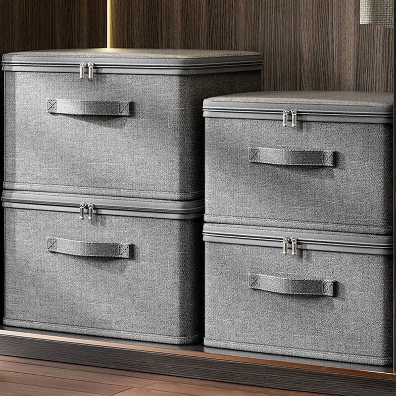 Foldable Cationic Fabric Storage Box with Soft Lid – Multi-Purpose Organizer Bin for Clothes & Toys