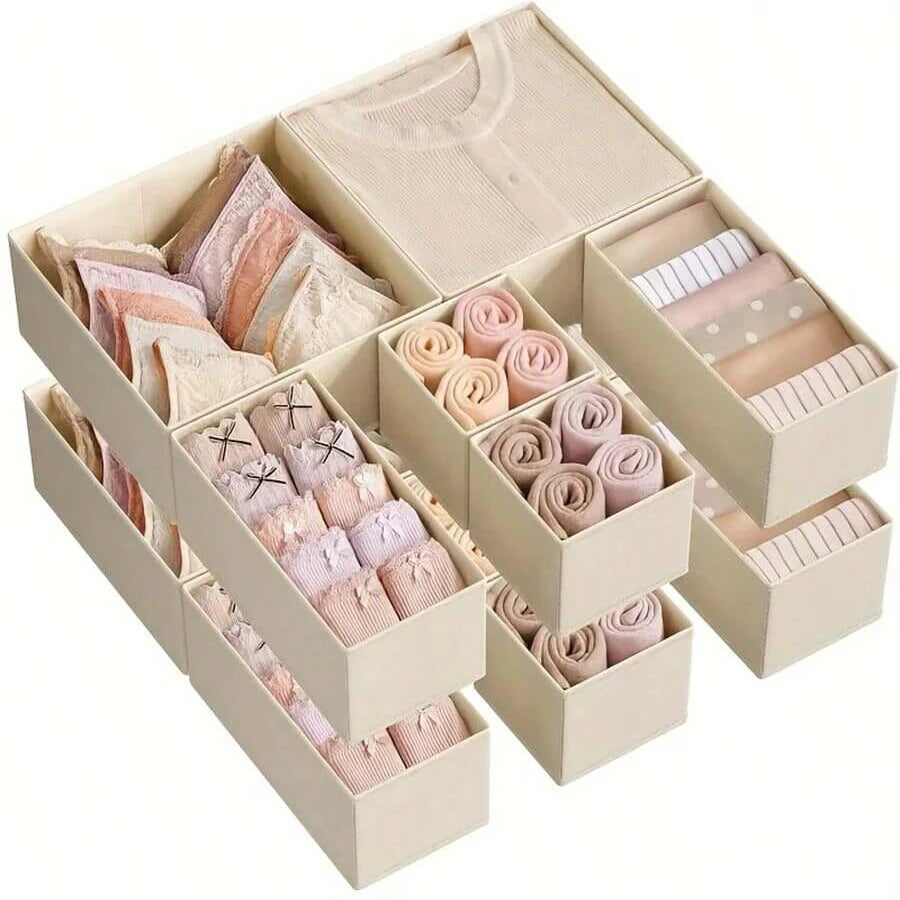 Foldable Underwear Organizer Set (6/12PCS) – Hard Storage Boxes for Bras, Socks & Drawer Closet Organization