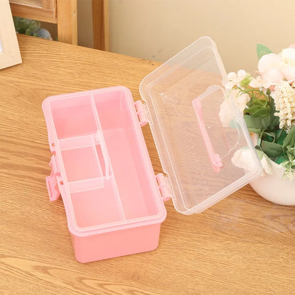 2/3 Layer Large Capacity Foldable Storage Box, Multifunctional Plastic Organizer for Makeup, Jewelry, Hairpins & Nail Art