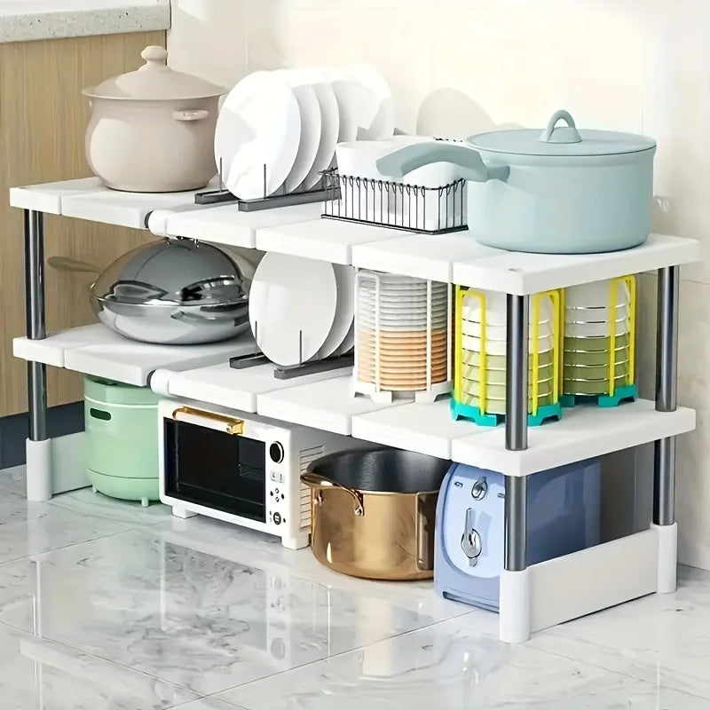 Adjustable Under-Sink Storage Rack – Stainless Steel Multi-Layer Organizer for Kitchen & Bathroom Cabinets