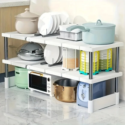 Adjustable Under-Sink Storage Rack – Stainless Steel Multi-Layer Organizer for Kitchen & Bathroom Cabinets