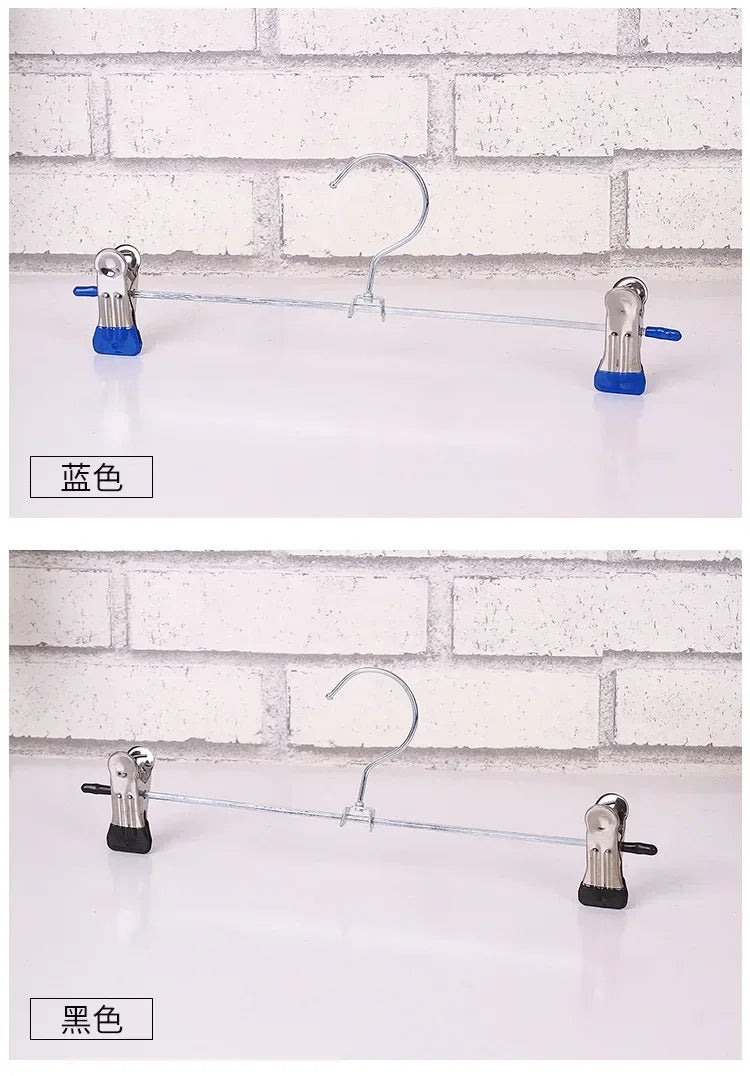 Stainless Steel Pants Hanger with Adjustable Clips – Anti-Slip Skirt & Trousers Rack for Wardrobe Storage
