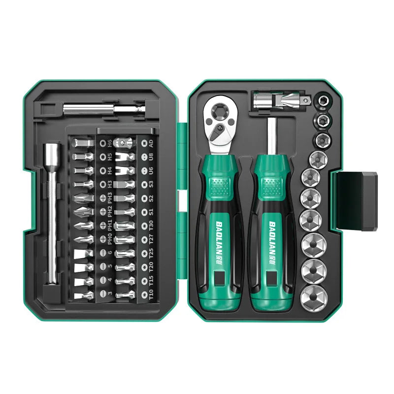 BAOLIAN 40-Piece Screwdriver and Wrench Set, Ratchet Magnetic Screwdriver Bit Kit for Household DIY Repair