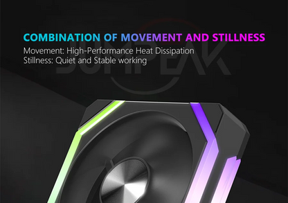 JUMPEAK CS120 ARGB 120mm PWM Cooling Fan, Modular Stackable RGB Case Fan with Fluid Bearing, Silent 800–1800RPM, 5V 3-Pin ARGB Lighting for PC Case and Radiator