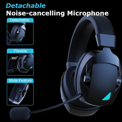 Acinaci Wireless Gaming Headset with Microphone, 2.4G USB, Bluetooth, and 3.5mm Wired Modes, Active Noise Cancellation, 3D Surround Sound Headphones for PC, PS4, PS5, Mac, and Switch