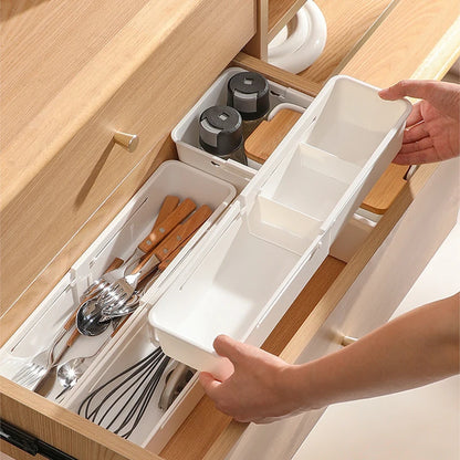 Extendable Drawer Organizer with Adjustable Dividers – Multi-Purpose Storage Box for Home, Office & Kitchen