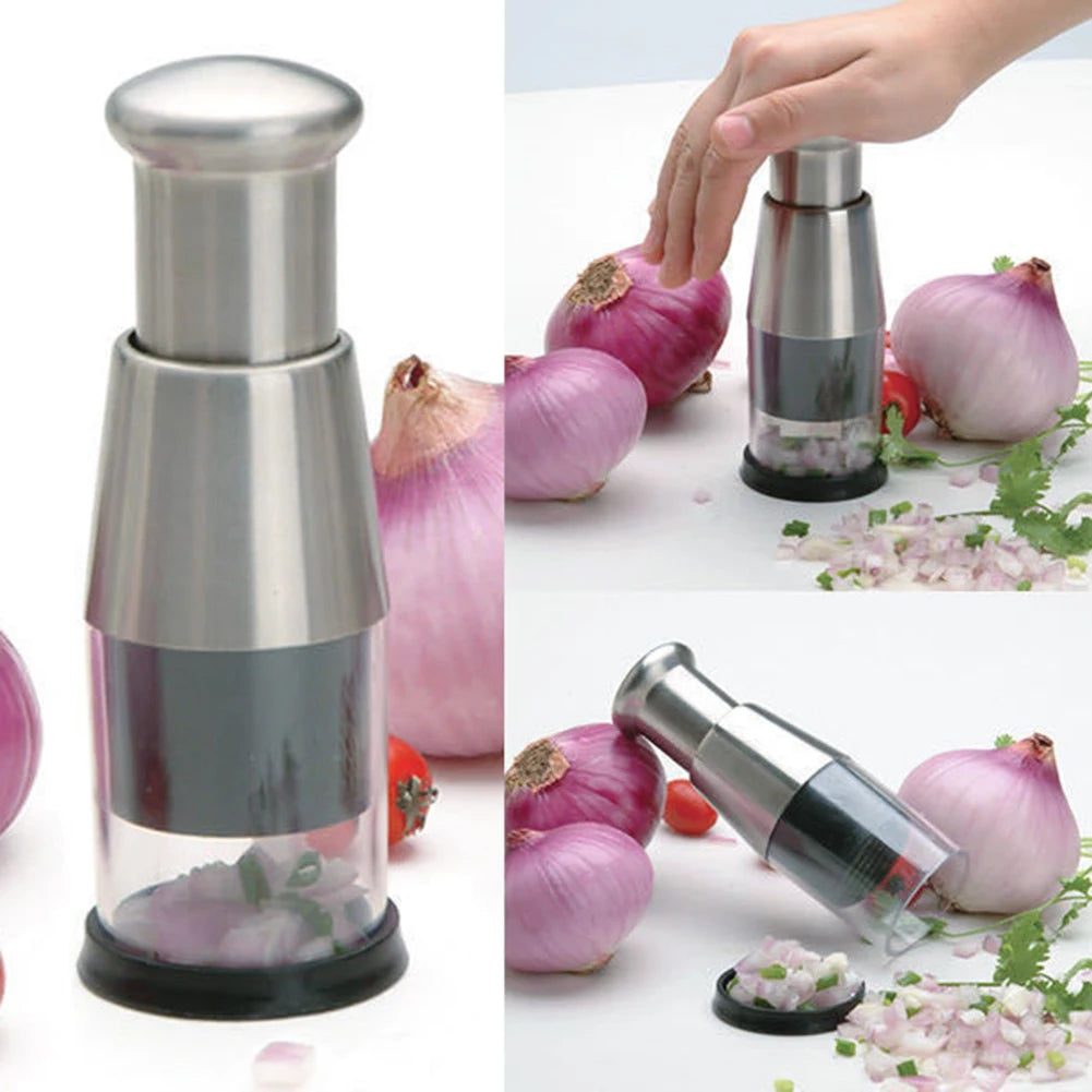 Stainless Steel Manual Hand Chopper – Mini Garlic Chopper Vegetable Slicer Mincer Crusher for Garlic, Ginger, Herbs, and Nuts