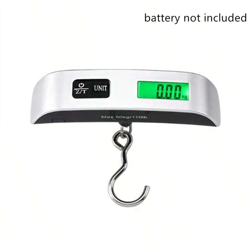 Portable Digital Luggage Scale with LCD Display, 50kg / 110lb Electronic Hanging Suitcase Scale, Travel Baggage Weight Checker with Temperature Display