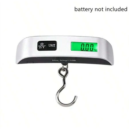 Portable Digital Luggage Scale with LCD Display, 50kg / 110lb Electronic Hanging Suitcase Scale, Travel Baggage Weight Checker with Temperature Display