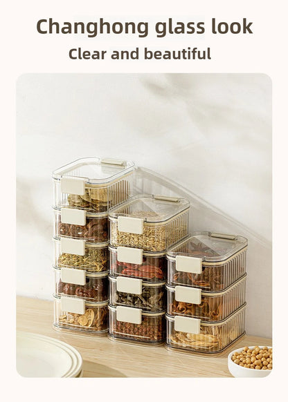 Sturdy Transparent Sealed Kitchen Storage Boxes, Large Capacity Stackable Food Storage Containers for Pantry & Kitchen Organization