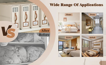 Foldable Bed Sheets Set Organizer, Linen Fabric Closet Storage Box with Window for Bedding & Pillows