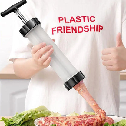 Portable Manual Sausage Maker Machine, Homemade Sausage Stuffing Press with 3 Funnels for Kitchen Use
