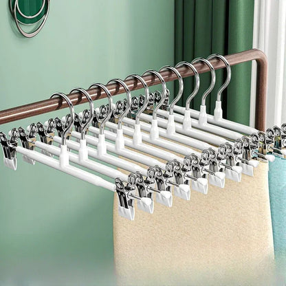 Stainless Steel Pants Hanger with Adjustable Clips – Anti-Slip Skirt & Trousers Rack for Wardrobe Storage