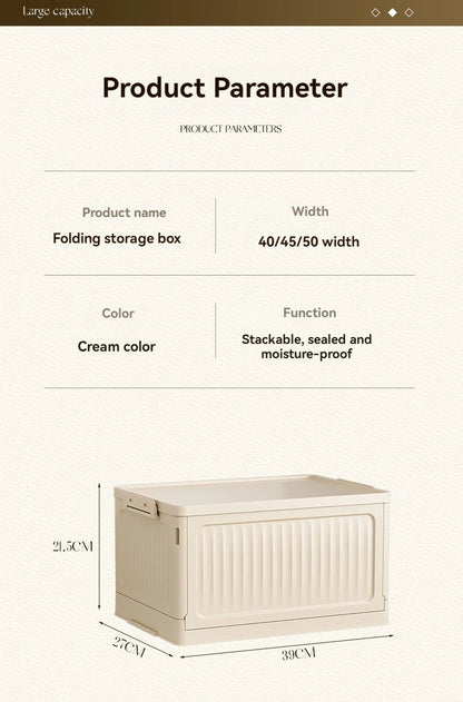 Folding Storage Box with Lid, Multifunction Foldable Organizer Container for Plastic Sundries & Household Supplies