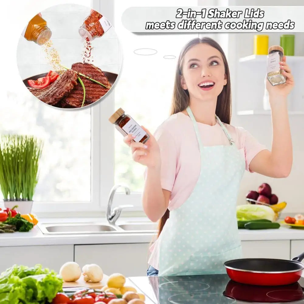 13Pcs Glass Spice Jars with Bamboo Lids, 4oz Seasoning Jars Set for Spice Rack & Kitchen Organization