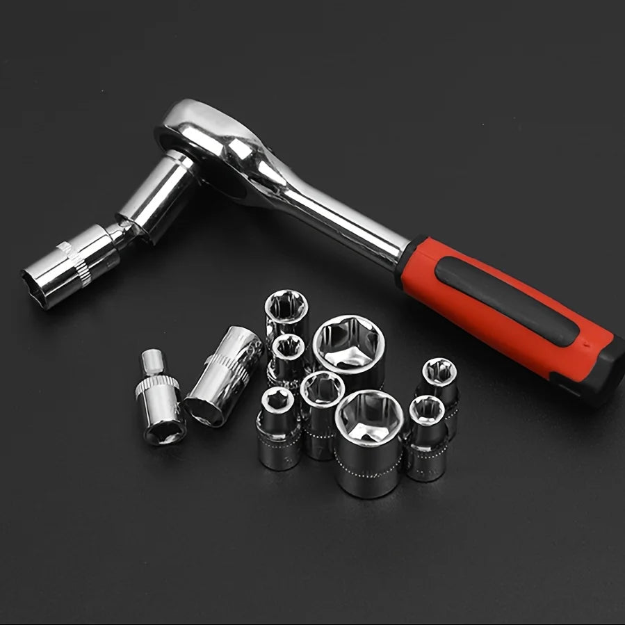 Stainless Steel Car Repair Tool Kit, Socket Set for Off-Road Motorcycle and Automotive Maintenance