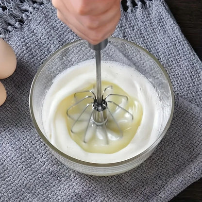 Stainless Steel Semi-Automatic Egg Beater, Hand Push Mixer for Egg, Cream and Baking Mixing