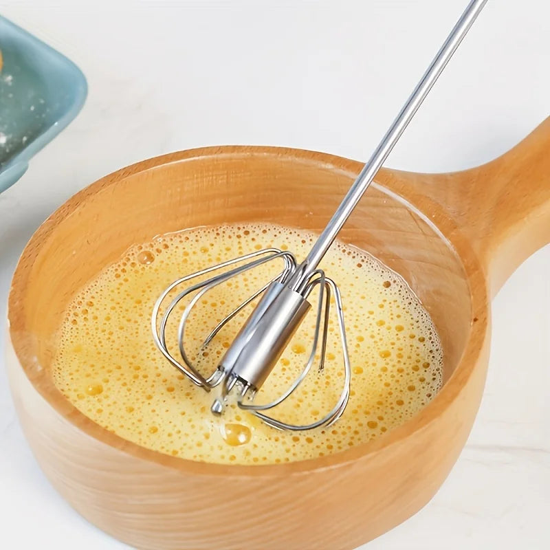 Stainless Steel Semi-Automatic Egg Beater, Hand Push Mixer for Egg, Cream and Baking Mixing