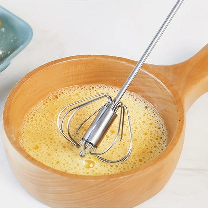 Stainless Steel Semi-Automatic Egg Beater, Hand Push Mixer for Egg, Cream and Baking Mixing