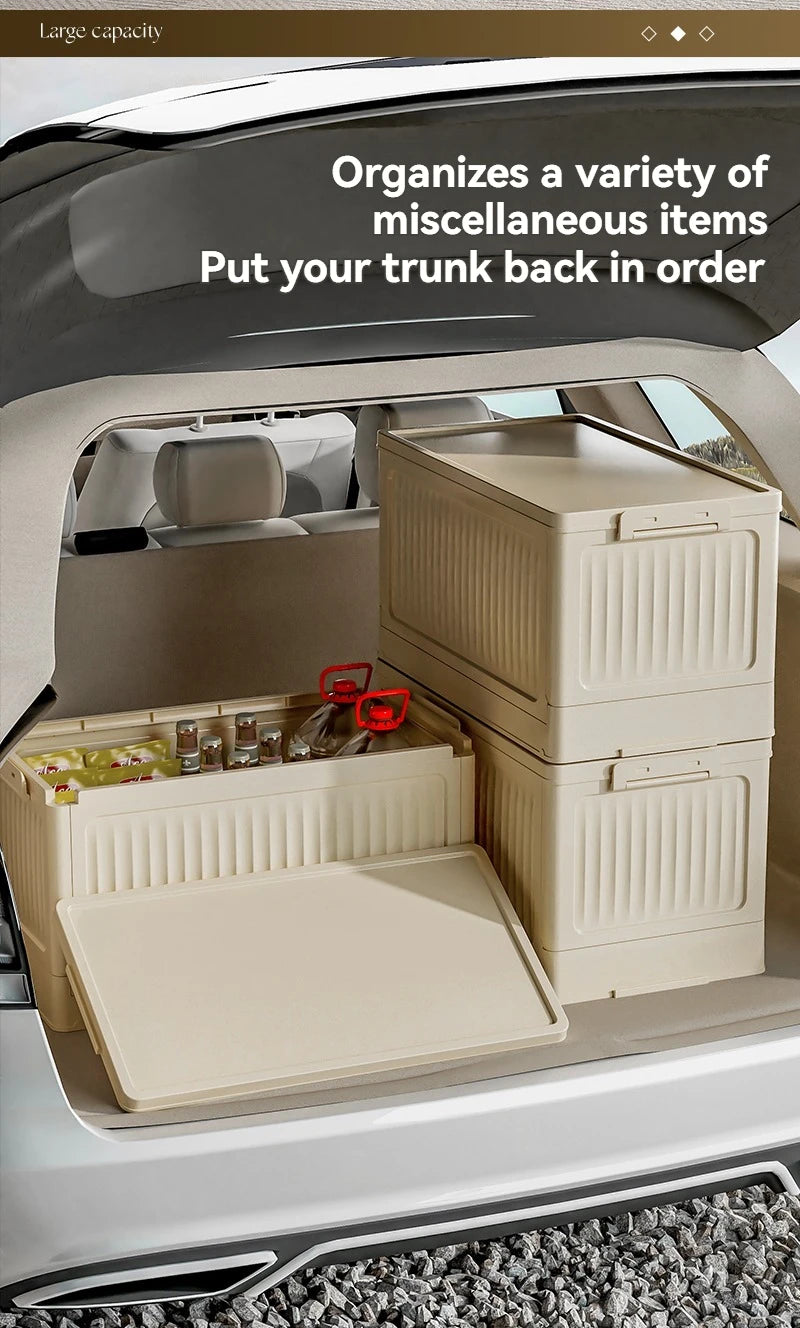 Folding Storage Box with Lid, Multifunction Foldable Organizer Container for Plastic Sundries & Household Supplies