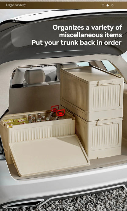 Folding Storage Box with Lid, Multifunction Foldable Organizer Container for Plastic Sundries & Household Supplies