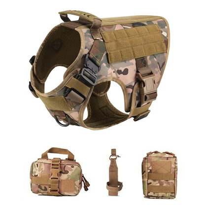 Tactical Dog Harness and Leash Set for Large and Medium Dogs, Military-Style Training Vest for German Shepherd, Golden Retriever, and Working Breeds