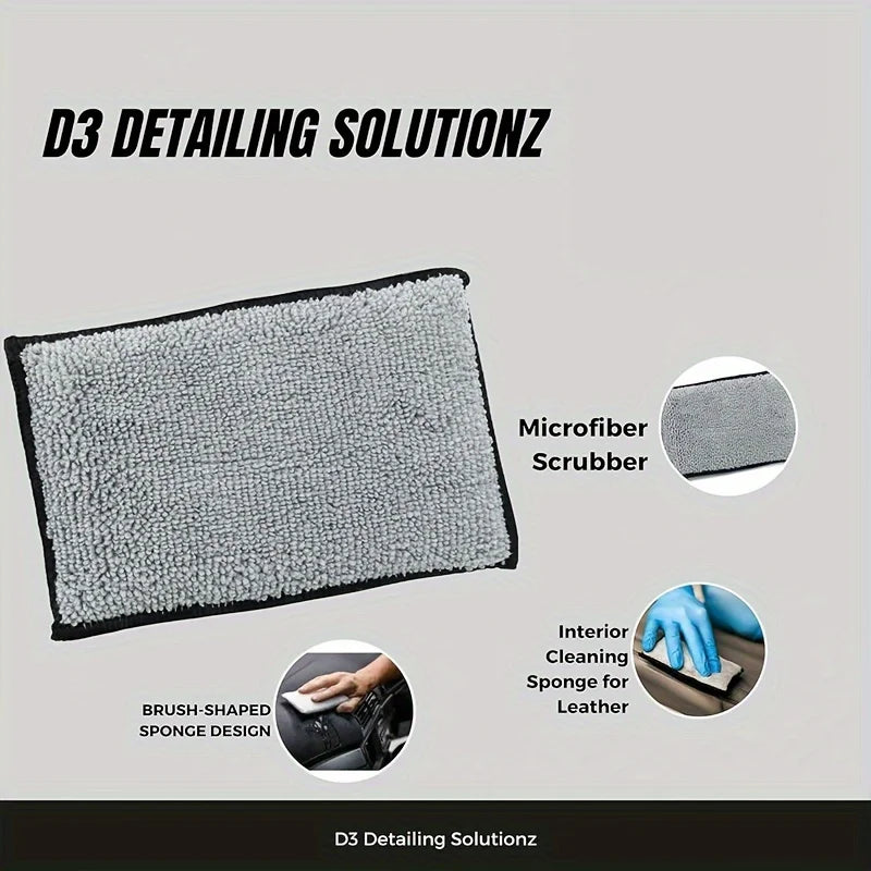 2PCS Car Interior Scrubbing Sponges – Microfiber Car Wash Sponges Auto Detailing Cleaning Pads
