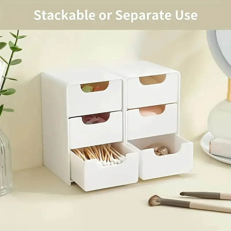 Chic 3-Tier Desk Organizer with Drawers – Portable Storage Box for Office Supplies, Jewelry & Cosmetics