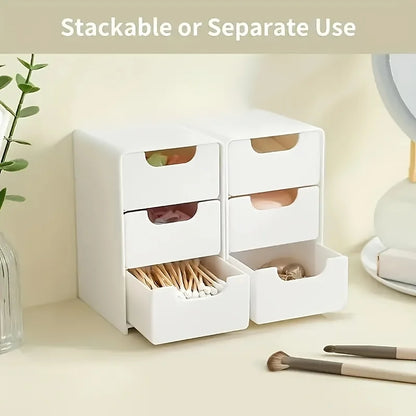 Chic 3-Tier Desk Organizer with Drawers – Portable Storage Box for Office Supplies, Jewelry & Cosmetics