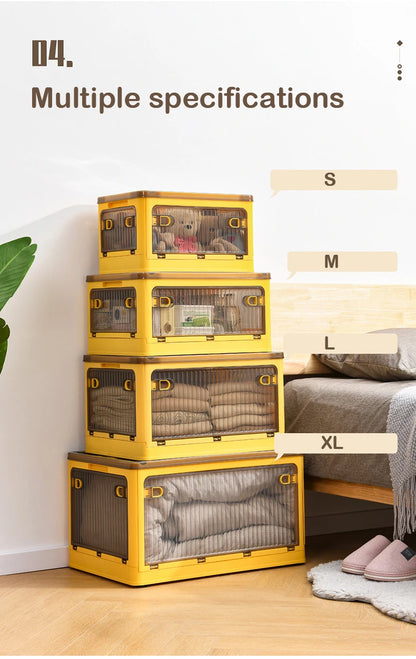 Foldable Storage Box with Wheels, Stackable Closet Organizer for Clothes, Quilts, Toys & Books