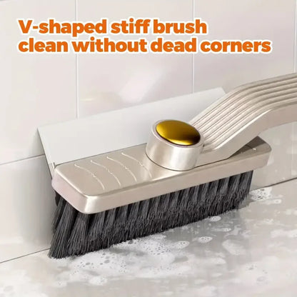 360° Rotating Crevice Cleaning Brush with Scraper – Multi-Purpose Hard Bristle Tile & Gap Cleaner for Bathroom & Kitchen