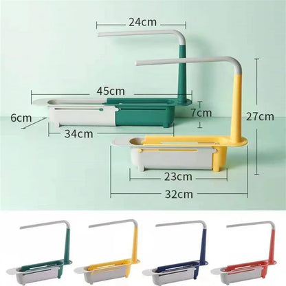 Telescopic Sink Shelf – Adjustable Kitchen Sink Organizer Soap & Sponge Holder Drain Rack