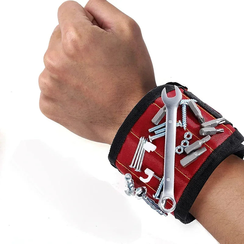 Powerful Magnetic Wristband Tool Holder with Upgraded Multi-Magnet Design for Screws, Nails, Drill Bits, and Small Hardware, Adjustable Polyester Strap