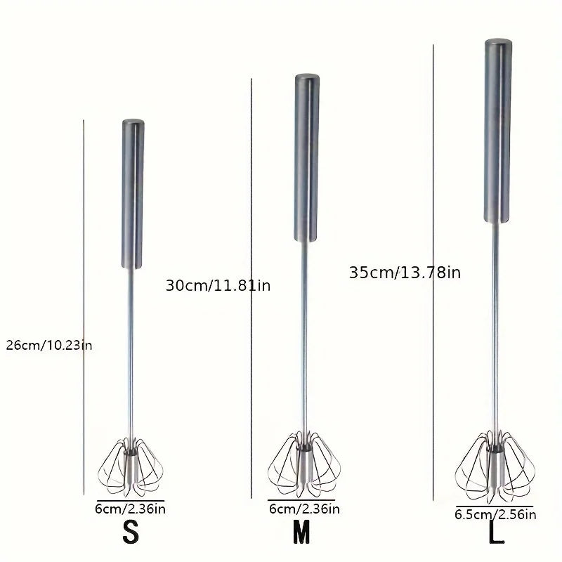 Stainless Steel Semi-Automatic Egg Beater, Hand Push Mixer for Egg, Cream and Baking Mixing