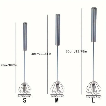 Stainless Steel Semi-Automatic Egg Beater, Hand Push Mixer for Egg, Cream and Baking Mixing