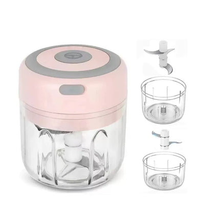 Electric Garlic Mincer 250ML, USB Rechargeable Mini Vegetable Chopper with Stainless Steel Blades, Portable Food Processor