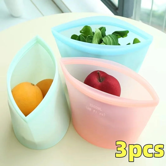 Silicone Food Containers – Reusable Leakproof Ziplock Storage Bags for Fridge and Freezer