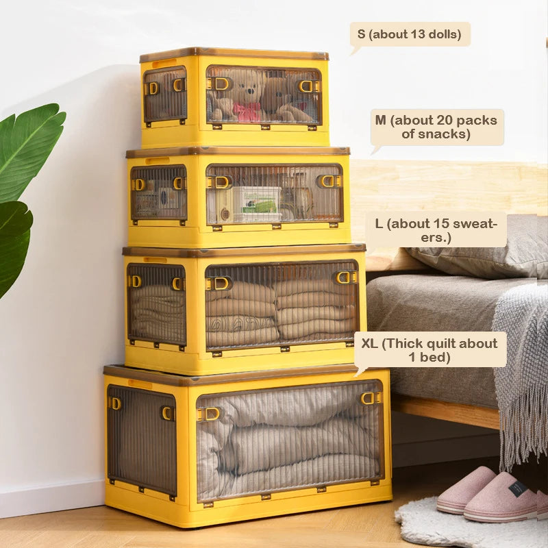 Foldable Storage Box with Wheels, Stackable Closet Organizer for Clothes, Quilts, Toys & Books