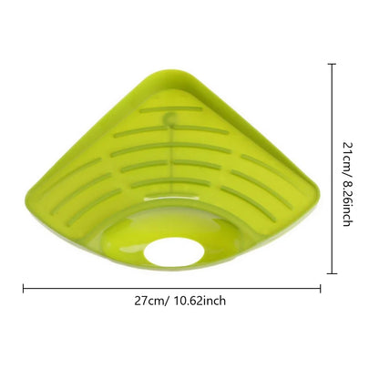 Multifunctional Kitchen Sink Triangle Storage Rack – Sponge Drainage Shelf & Utensil Organizer