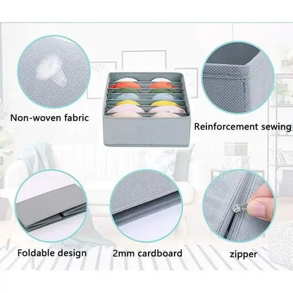 Foldable Underwear Organizer Set (6/12PCS) – Hard Storage Boxes for Bras, Socks & Drawer Closet Organization