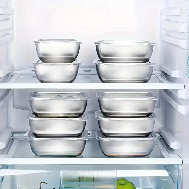 5pcs Stainless Steel Food Storage Containers, Stackable Reusable Meal Prep Boxes for Kitchen, Fridge, Lunch & Travel