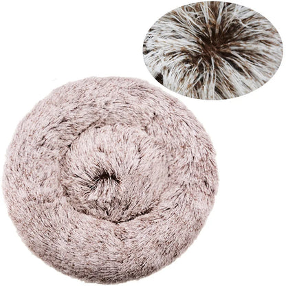 Round Plush Pet Bed for Dogs and Cats, Super Soft Winter Sleeping Bed in 6 Sizes (40–90cm), Warm Calming Cushion for Small, Medium, and Large Pets