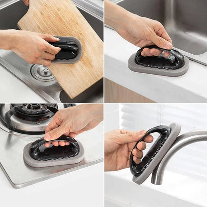 Magic Emery Sponge Brush with Handle – Reusable Eraser Cleaner for Kitchen Pots, BBQ, and Strong Decontamination