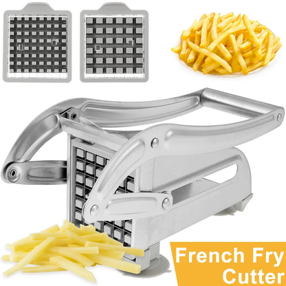 Stainless Steel Manual Potato Cutter, French Fries & Chips Slicer, Vertical Meat Chopper & Dicer Cutting Tool