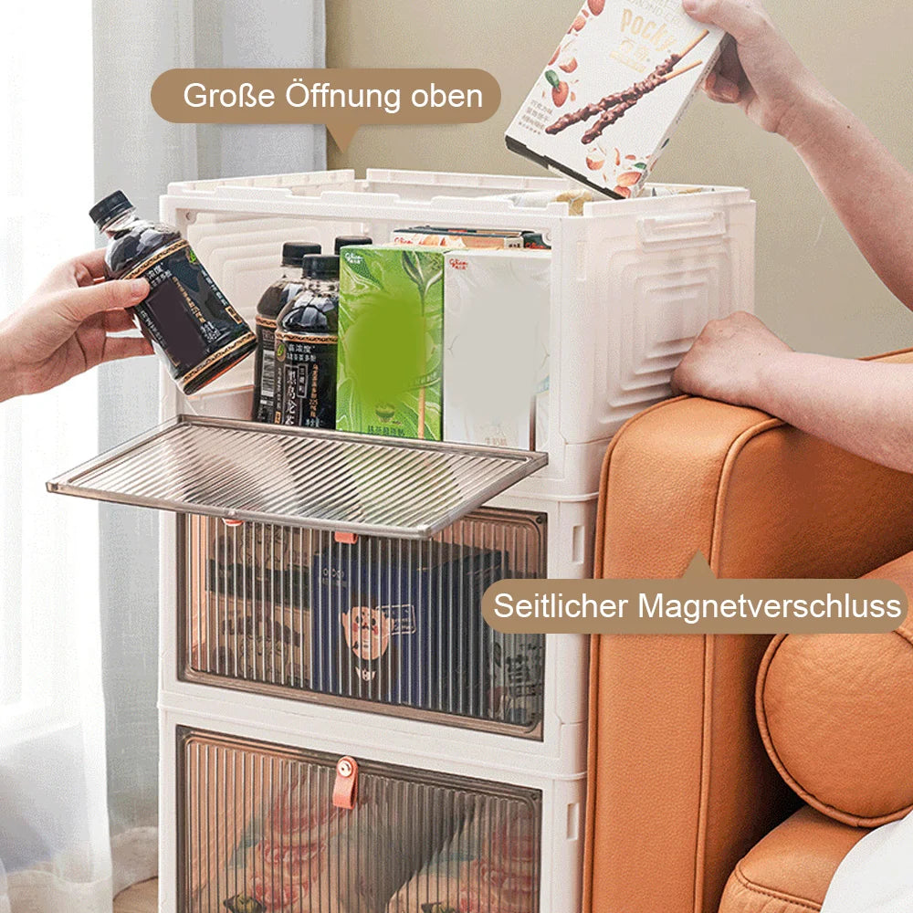 Folding Storage Box with Wheels, 2/4/5 Layer Stackable Storage Bins for Home Organization