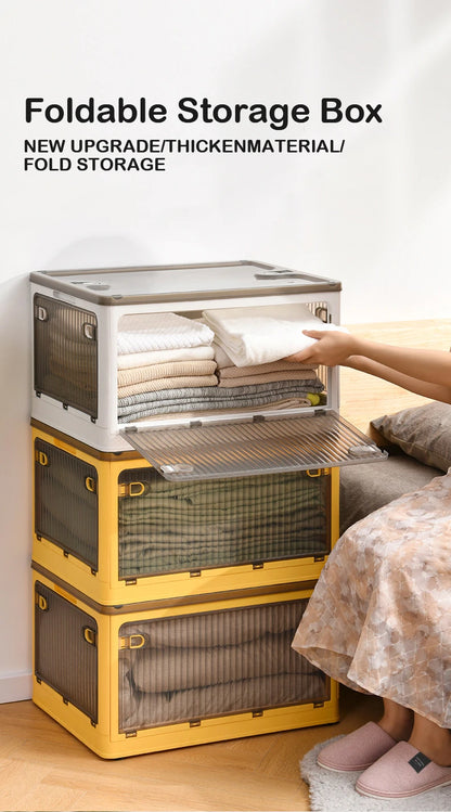 Foldable Storage Box with Wheels, Stackable Closet Organizer for Clothes, Quilts, Toys & Books