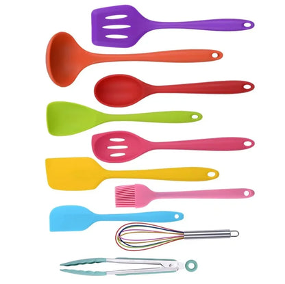 10PCS Silicone Kitchen Utensil Set, Heat-Resistant Cooking & Baking Tools, Non-Stick Spatula Spoon Scraper Set